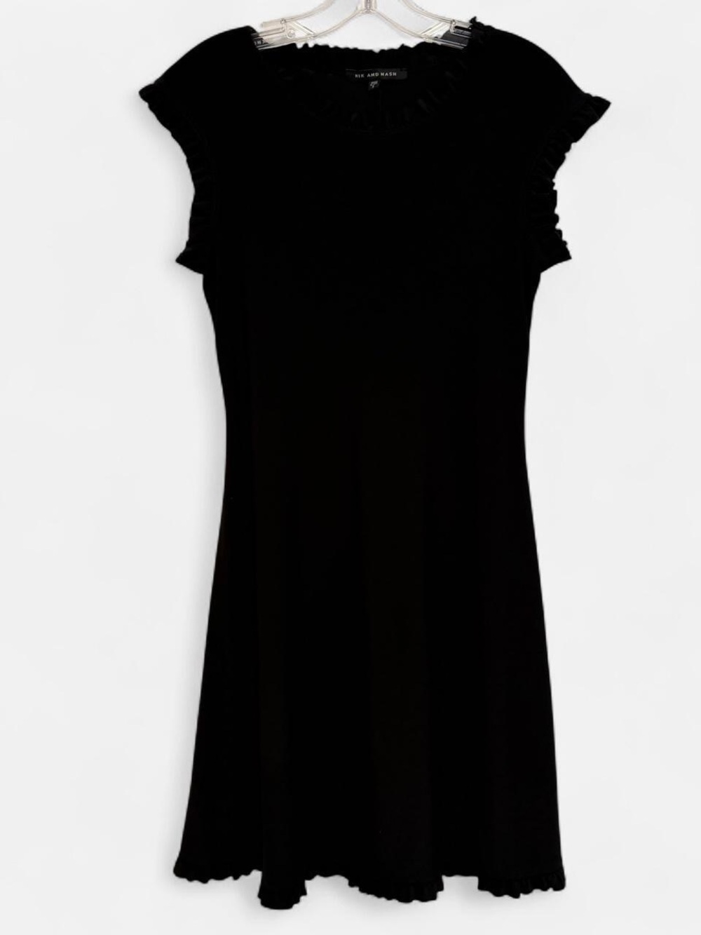 Nik and Nash Black Stretch Fabric Ruffle Dress Small